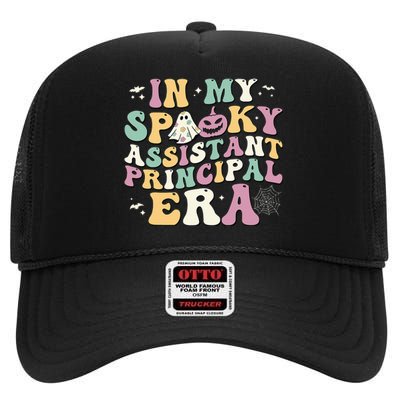 In My Spooky Assistant Principal Era Retro Ghost Halloween High Crown Mesh Back Trucker Hat