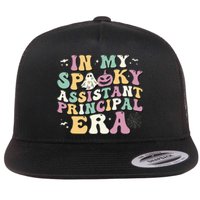 In My Spooky Assistant Principal Era Retro Ghost Halloween Flat Bill Trucker Hat