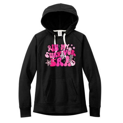 In My Survivor Era Pink Groovy Retro Breast Cancer Awareness Gift Women's Fleece Hoodie