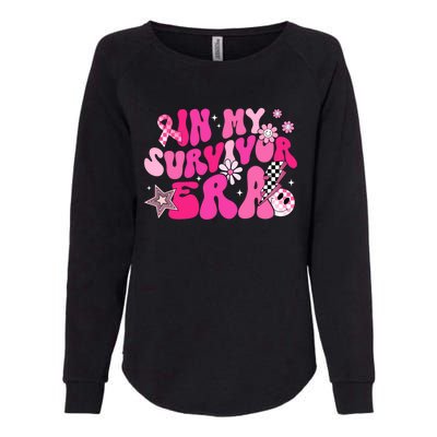 In My Survivor Era Pink Groovy Retro Breast Cancer Awareness Gift Womens California Wash Sweatshirt