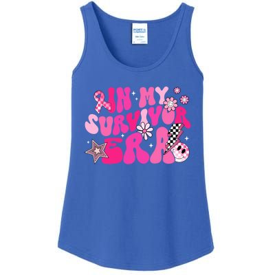 In My Survivor Era Pink Groovy Retro Breast Cancer Awareness Gift Ladies Essential Tank