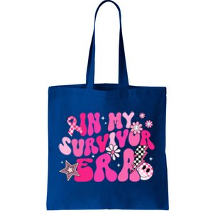 In My Survivor Era Pink Groovy Retro Breast Cancer Awareness Gift Tote Bag