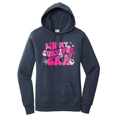 In My Survivor Era Pink Groovy Retro Breast Cancer Awareness Gift Women's Pullover Hoodie