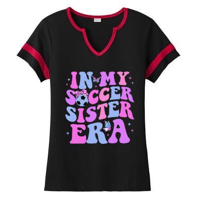 In My Soccer Sister Era Groovy Soccer Sister Ladies Halftime Notch Neck Tee