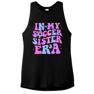 In My Soccer Sister Era Groovy Soccer Sister Ladies PosiCharge Tri-Blend Wicking Tank