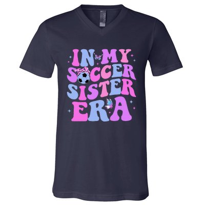 In My Soccer Sister Era Groovy Soccer Sister V-Neck T-Shirt