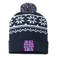 In My Soccer Sister Era Groovy Soccer Sister USA-Made Snowflake Beanie