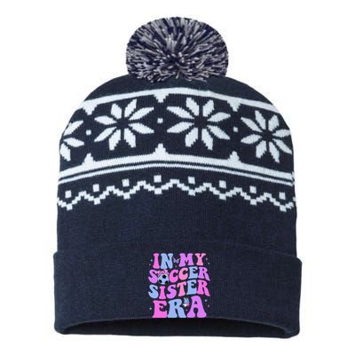 In My Soccer Sister Era Groovy Soccer Sister USA-Made Snowflake Beanie