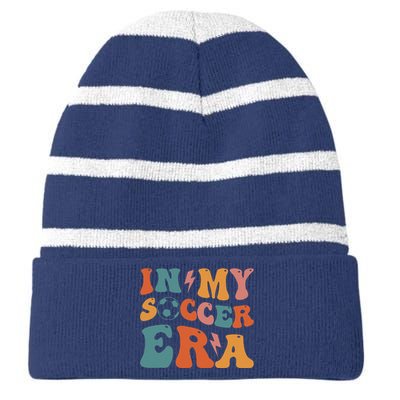 In My Soccer Era Soccer Coach Gift Striped Beanie with Solid Band