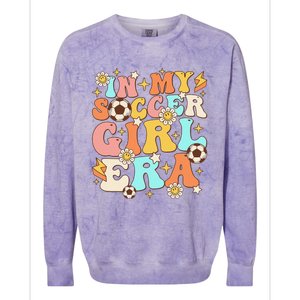 In My Soccer Girl Era Retro Sport Girl Groovy Soccer Cute Colorblast Crewneck Sweatshirt