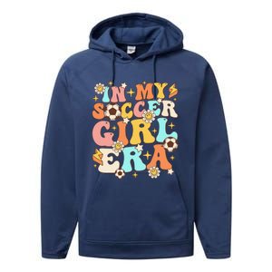 In My Soccer Girl Era Retro Sport Girl Groovy Soccer Cute Performance Fleece Hoodie