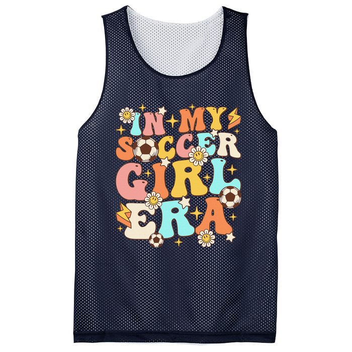 In My Soccer Girl Era Retro Sport Girl Groovy Soccer Cute Mesh Reversible Basketball Jersey Tank