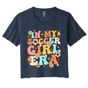 In My Soccer Girl Era Retro Sport Girl Groovy Soccer Cute Women's Crop Top Tee