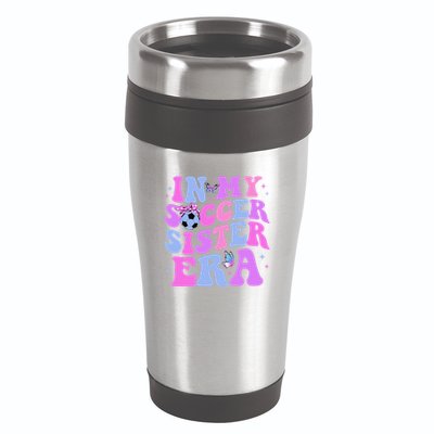 In My Soccer Sister Era Groovy Soccer Sister 16oz Travel Tumbler