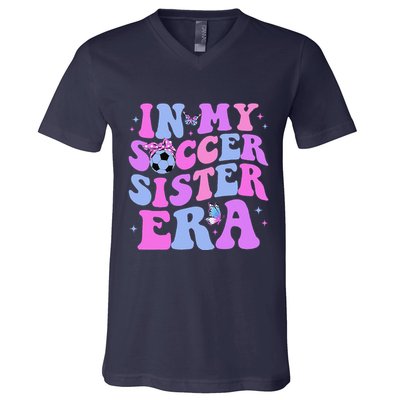 In My Soccer Sister Era Groovy Soccer Sister V-Neck T-Shirt