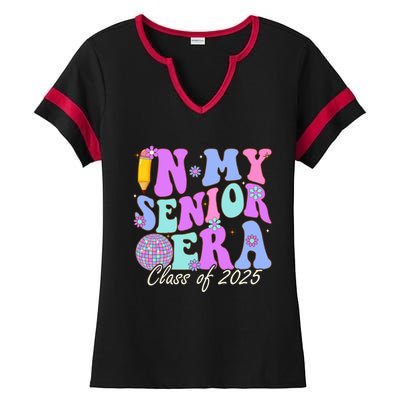 In My Senior Era Class Of 2025 Graduate Retro Groovy Gift Ladies Halftime Notch Neck Tee