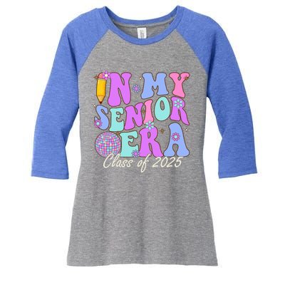 In My Senior Era Class Of 2025 Graduate Retro Groovy Gift Women's Tri-Blend 3/4-Sleeve Raglan Shirt