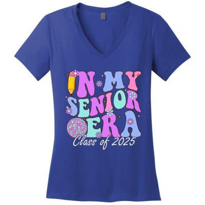 In My Senior Era Class Of 2025 Graduate Retro Groovy Gift Women's V-Neck T-Shirt