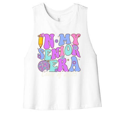 In My Senior Era Class Of 2025 Graduate Retro Groovy Gift Women's Racerback Cropped Tank