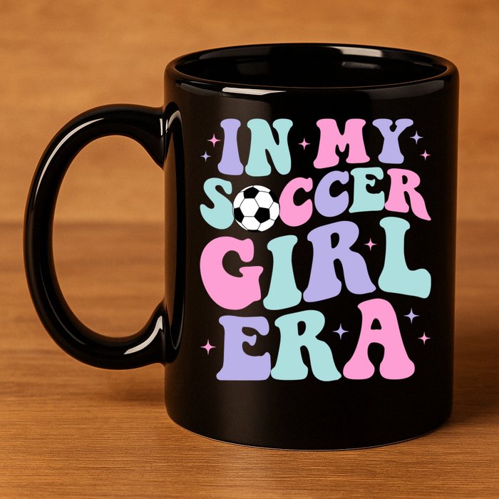 In My Soccer Era Retro Groovy Soccer Gift 11oz C Handle Ceramic Mug