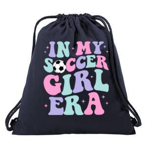 In My Soccer Era Retro Groovy Soccer Gift Drawstring Bag