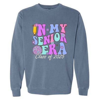 In My Senior Era Class Of 2025 Graduate Retro Groovy Gift Garment-Dyed Sweatshirt