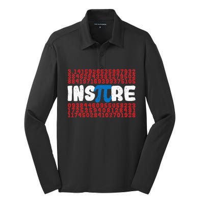 Inspire Math Superhero Pi Day Mathematics Teacher Nerd Geek Silk Touch Performance Long Sleeve Polo