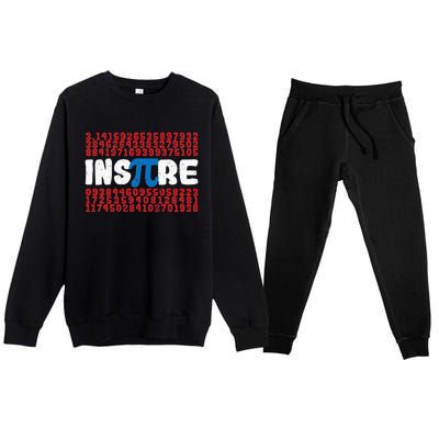 Inspire Math Superhero Pi Day Mathematics Teacher Nerd Geek Premium Crewneck Sweatsuit Set