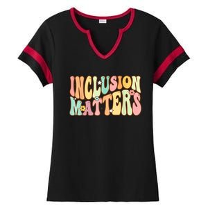 Inclusion Matters Special Education Autism Awareness Teacher Ladies Halftime Notch Neck Tee