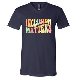 Inclusion Matters Special Education Autism Awareness Teacher V-Neck T-Shirt