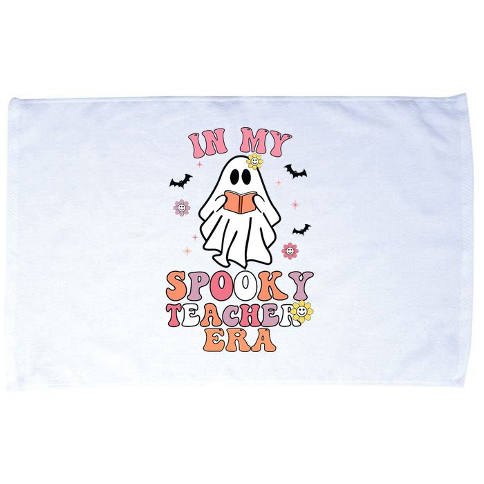 In My Spooky Teacher Era Groovy Hippie Retro Ghost Halloween Microfiber Hand Towel