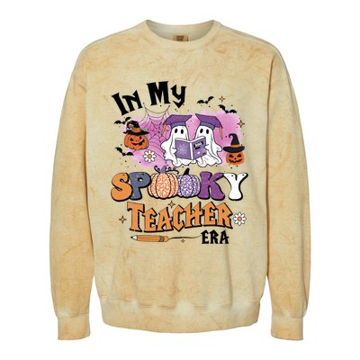 In My Spooky Teacher Era Retro Ghost Halloween Teachers Day Colorblast Crewneck Sweatshirt