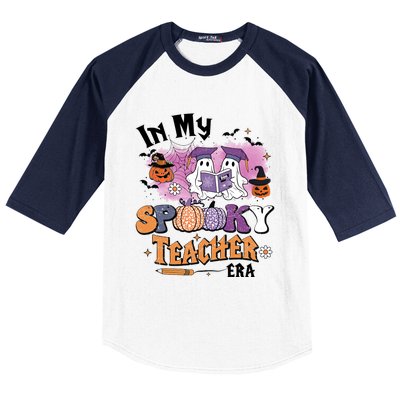 In My Spooky Teacher Era Retro Ghost Halloween Teachers Day Baseball Sleeve Shirt