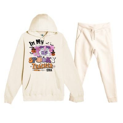 In My Spooky Teacher Era Retro Ghost Halloween Teachers Day Premium Hooded Sweatsuit Set