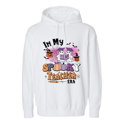 In My Spooky Teacher Era Retro Ghost Halloween Teachers Day Garment-Dyed Fleece Hoodie