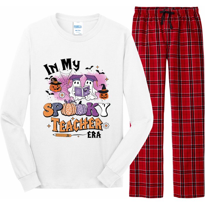 In My Spooky Teacher Era Retro Ghost Halloween Teachers Day Long Sleeve Pajama Set