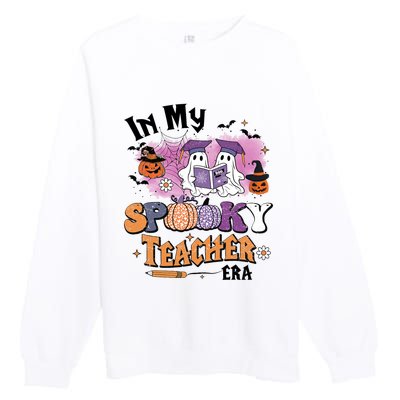 In My Spooky Teacher Era Retro Ghost Halloween Teachers Day Premium Crewneck Sweatshirt