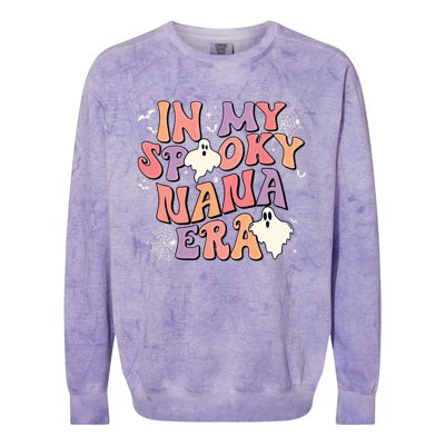 In My Spooky Nana Era Halloween Ghost Retro Groovy Grandma Cool Gift Colorblast Crewneck Sweatshirt