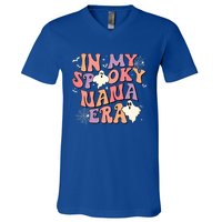 In My Spooky Nana Era Halloween Ghost Retro Groovy Grandma Cool Gift V-Neck T-Shirt