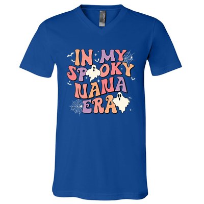 In My Spooky Nana Era Halloween Ghost Retro Groovy Grandma Cool Gift V-Neck T-Shirt