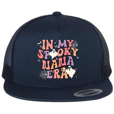 In My Spooky Nana Era Halloween Ghost Retro Groovy Grandma Cool Gift Flat Bill Trucker Hat