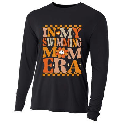 In My Swimming Mom Era Retro Groovy Hippie Swimming Cool Gift Cooling Performance Long Sleeve Crew