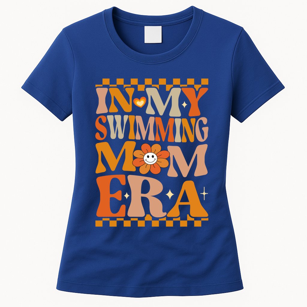 In My Swimming Mom Era Retro Groovy Hippie Swimming Cool Gift Womens T-Shirt
