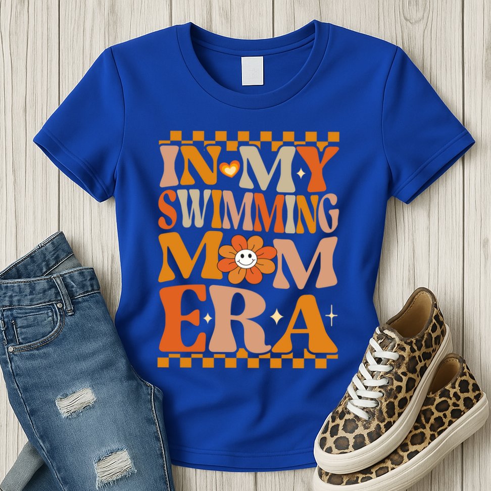 In My Swimming Mom Era Retro Groovy Hippie Swimming Cool Gift Womens T-Shirt