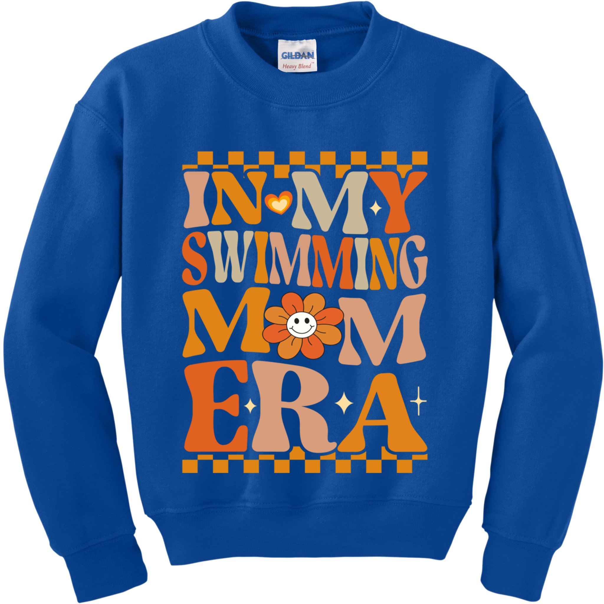 In My Swimming Mom Era Retro Groovy Hippie Swimming Cool Gift Kids Sweatshirt