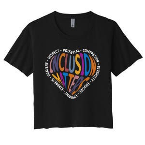 Inclusion Matters Special Education Teacher Autism Heart Women's Crop Top Tee