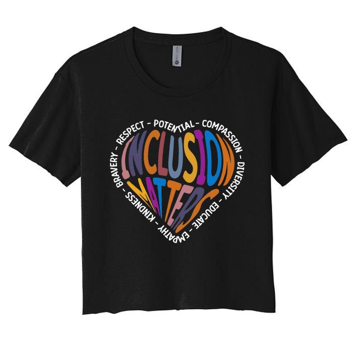 Inclusion Matters Special Education Teacher Autism Heart Women's Crop Top Tee