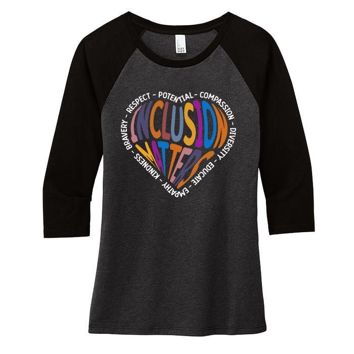 Inclusion Matters Special Education Teacher Autism Heart Women's Tri-Blend 3/4-Sleeve Raglan Shirt