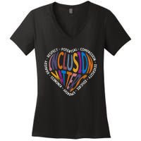 Inclusion Matters Special Education Teacher Autism Heart Women's V-Neck T-Shirt