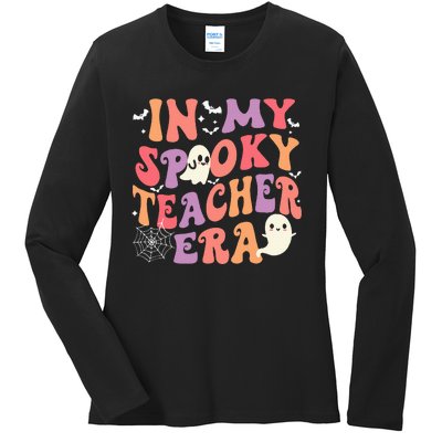 In My Spooky Teacher Era Ghost Halloween Retro Teachers Day Ladies Long Sleeve Shirt